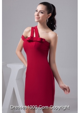 Asymmetrical Mini Red Column Fitted Prom Dress with Bowknot