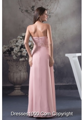 Baby Pink Sweetheart Ankle-length Prom Dress with Beading for Party