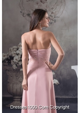 Baby Pink Sweetheart Ankle-length Prom Dress with Beading for Party