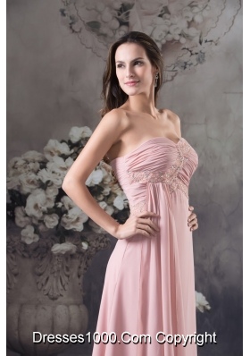 Baby Pink Sweetheart Ankle-length Prom Dress with Beading for Party