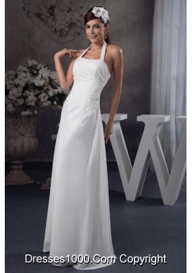 Beaded and Ruched Bridal Gowns of Halter and Floor-length in Vogue