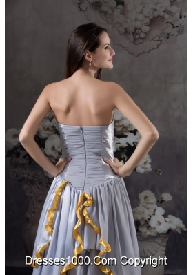 Beaded and Ruched Grey Prom Celebrity Dress with Ruffled Layers