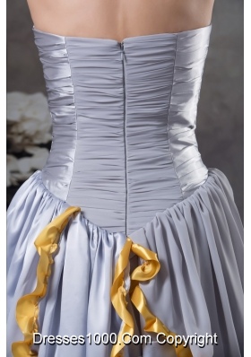 Beaded and Ruched Grey Prom Celebrity Dress with Ruffled Layers