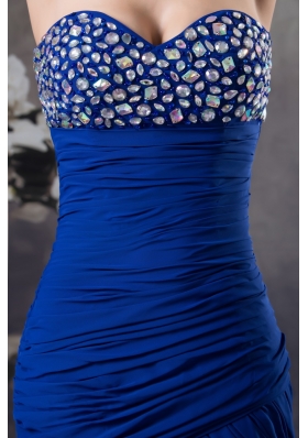 Beading and Ruffled Layers Accent Prom Formal Dress in Royal Blue