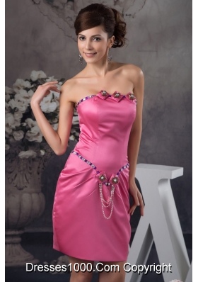 Beautiful Beading and Ruches Accent Mini Prom Dresses in Hot Pink