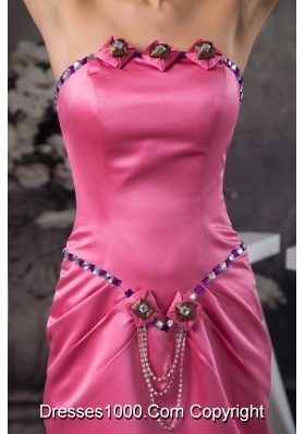 Beautiful Beading and Ruches Accent Mini Prom Dresses in Hot Pink