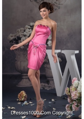 Beautiful Beading and Ruches Accent Mini Prom Dresses in Hot Pink