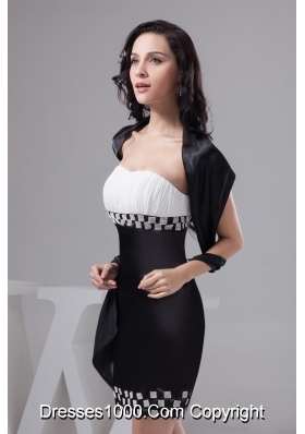 Black and White Mini Sweetheart Prom Dress with Beading