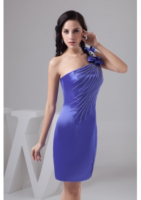 Bowknot and Beading Accent one Shoulder Prom Dress