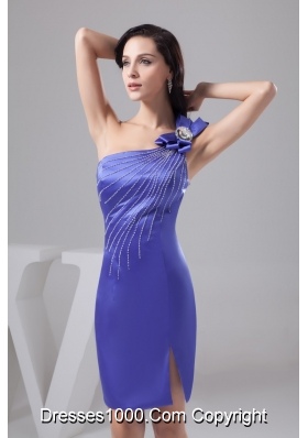 Bowknot and Beading Accent one Shoulder Prom Dress