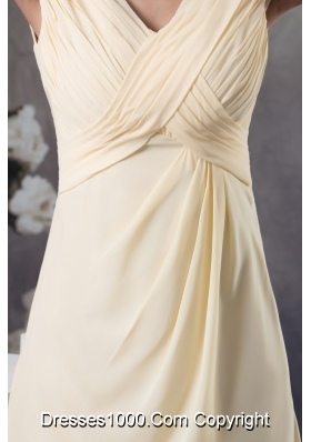 Empire Sheath Light Yellow Ruching Short Prom Dress