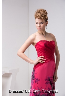 Exquisite Sweetheart Strapless Brush Train Prom Dresses with Print