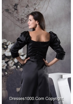 Fashion Black Square Long Sleeves Ruching Prom Dresses