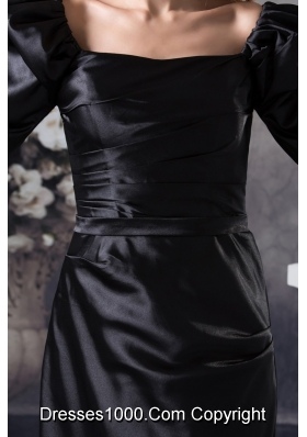 Fashion Black Square Long Sleeves Ruching Prom Dresses