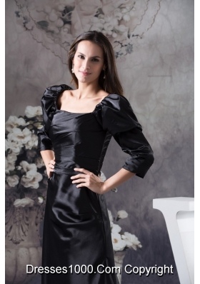 Fashion Black Square Long Sleeves Ruching Prom Dresses