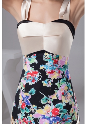 Multi-Colored Printing Prom Evening Dress Of Straps and Mini-length