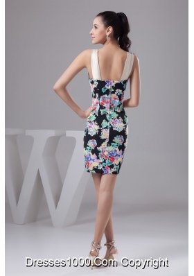 Multi-Colored Printing Prom Evening Dress Of Straps and Mini-length