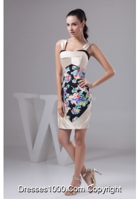 Multi-Colored Printing Prom Evening Dress Of Straps and Mini-length