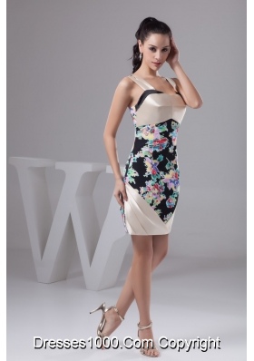 Multi-Colored Printing Prom Evening Dress Of Straps and Mini-length