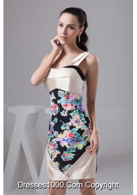 Multi-Colored Printing Prom Evening Dress Of Straps and Mini-length