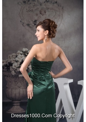 Ruched and Appliqued Hunter Green Prom Dresses with Flower