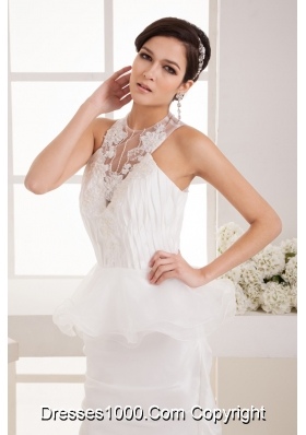 Ruched and Appliques Mermaid Bridal Dresses with Special Cool Neckline