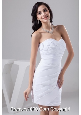 Ruches and Petals Accent Mini-length Column White Bridal Gowns