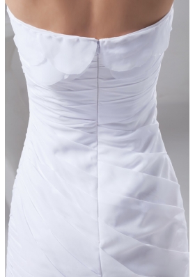 Ruches and Petals Accent Mini-length Column White Bridal Gowns