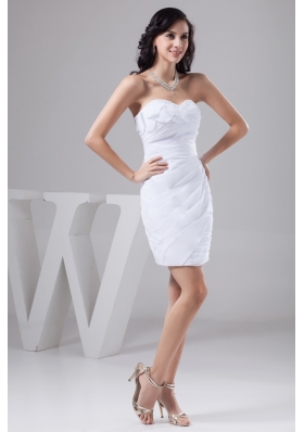 Ruches and Petals Accent Mini-length Column White Bridal Gowns