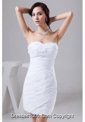 Ruches and Petals Accent Mini-length Column White Bridal Gowns