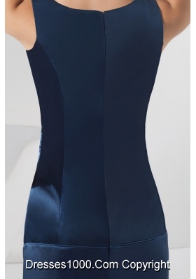 Scoop Neckline Mini-length Navy Blue Prom Dress with Bowknot