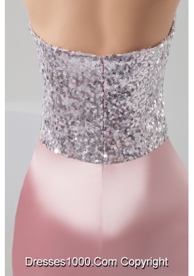 Sequins and Rolling Flowers Accent Pink Halter Prom Evening Dress