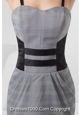 Spaghetti Straps Mini-length Plaid Prom Dress for Girls in Grey