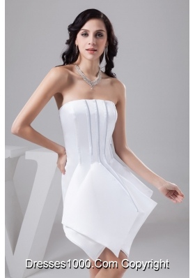 Strapless Sleeveless Asymmetrical Mini-length White Bridal Gowns