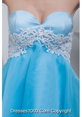 Sweetheart Appliqued Prom Homecoming Dress in Aqua Blue Organza