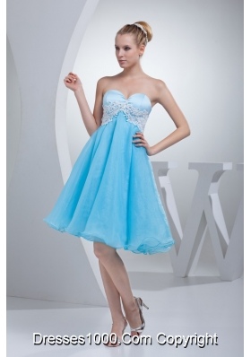 Sweetheart Appliqued Prom Homecoming Dress in Aqua Blue Organza