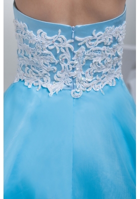 Sweetheart Appliqued Prom Homecoming Dress in Aqua Blue Organza