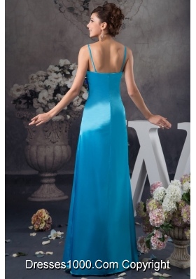 Two-toned Blue Floor-length Column Prom Dress with Beading