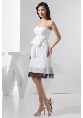 White and Black Wedding Dresses with Sash and Rolling Flowers 2013