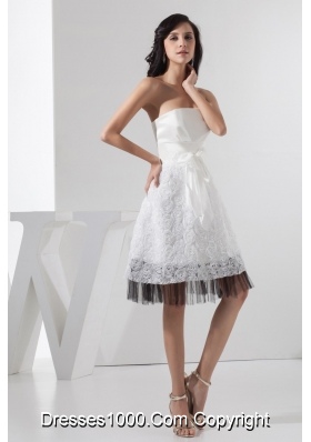 White and Black Wedding Dresses with Sash and Rolling Flowers 2013