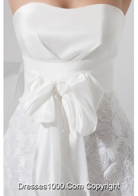 White and Black Wedding Dresses with Sash and Rolling Flowers 2013