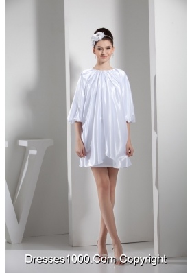 2013 Simple Empire Scoop Half Sleeves Short Prom Dress