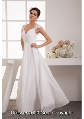 Beading and Appliques Accent Floor-length Chiffon Wedding Dresses