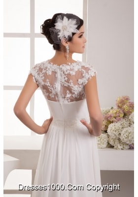 Beading and Appliques Accent Floor-length Chiffon Wedding Dresses