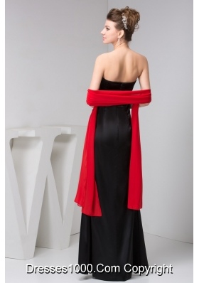 Classic Sweetheart Red and Black Floor-length Prom Dresses