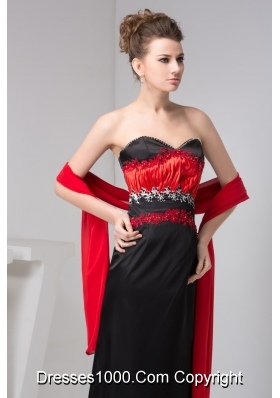 Classic Sweetheart Red and Black Floor-length Prom Dresses