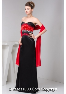 Classic Sweetheart Red and Black Floor-length Prom Dresses