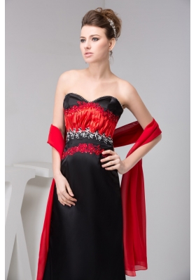 Classic Sweetheart Red and Black Floor-length Prom Dresses