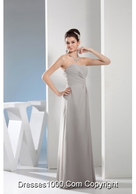 Gray Empire Sweetheart Chiffon Ruching Prom Dress