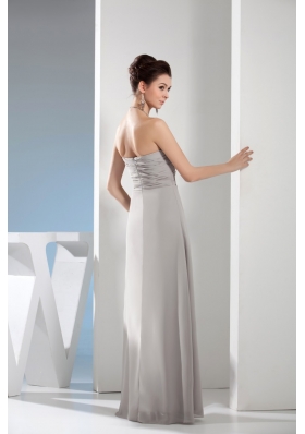 Gray Empire Sweetheart Chiffon Ruching Prom Dress